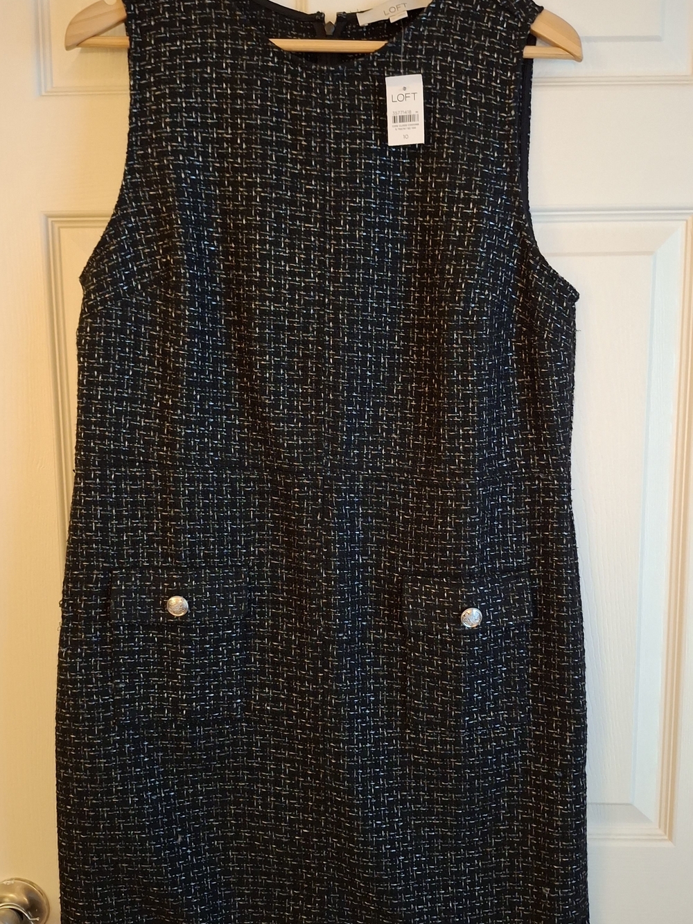 LOFT Black Tweed Sleeveless Shift Dress